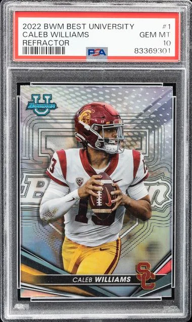 2022 Bowman's Best Caleb Williams University Refractor #1 card image