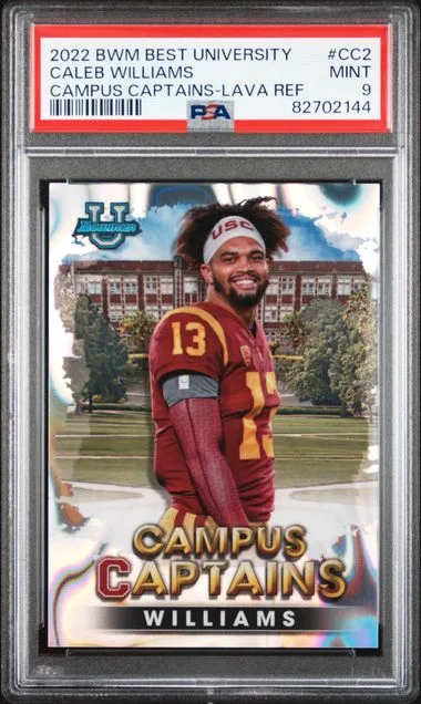 2022 Bowman's Best Caleb Williams University Campus Captains Lava Refractor #CC2 card image