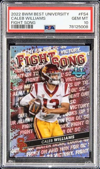 2022 Bowman's Best Caleb Williams University Fight Song #FS4 card image