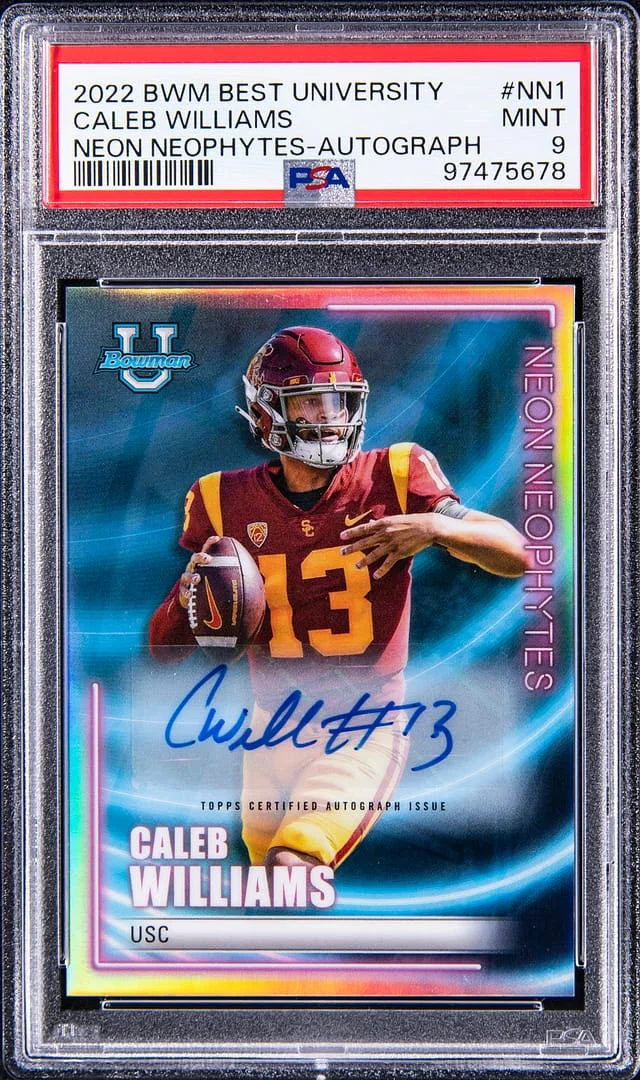 2022 Bowman's Best Caleb Williams University Neon Neophytes Autograph #NN-1 card image
