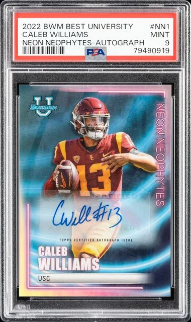2022 Bowman's Best Caleb Williams University Neon Neophytes Autograph #NN1 card image