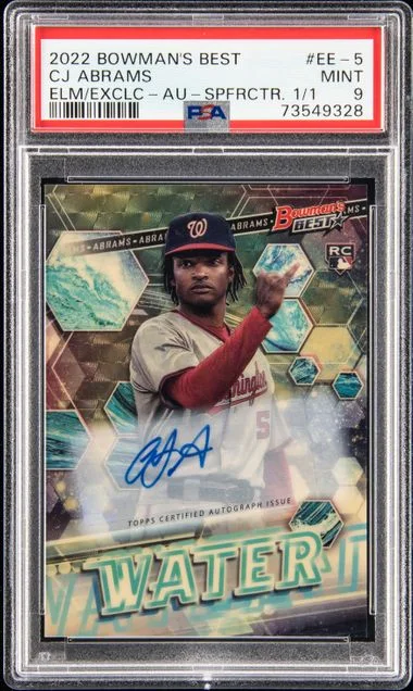 2022 Bowman's Best CJ Abrams Elements Of Excellence Autograph SuperFractor 1/1 #EE-5 card image