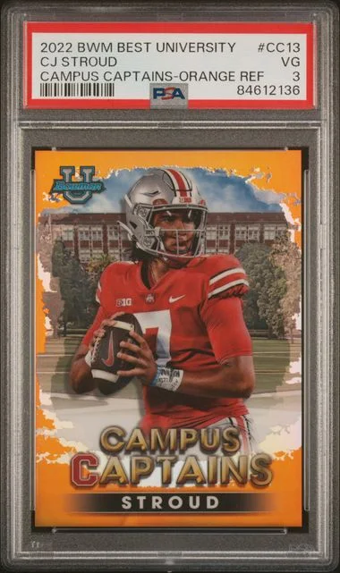 2022 Bowman's Best C.J. Stroud University Campus Captains Orange Refractor #CC13 card image