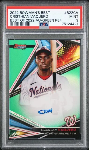 2022 Bowman's Best Cristhian Vaquero Of 2022 Autographs Green Refractor #B22CV card image