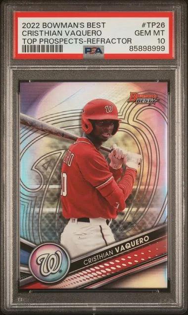 2022 Bowman's Best Cristhian Vaquero Top Prospects Refractor #TP26 card image