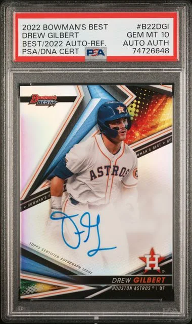 2022 Bowman's Best Drew Gilbert Best Of 2022 Autographs Refractor #B22DGI card image