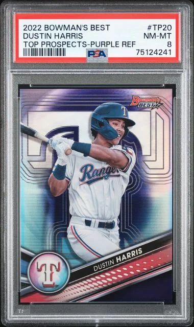 2022 Bowman's Best Dustin Harris Top Prospects Purple Refractor #TP-20 card image