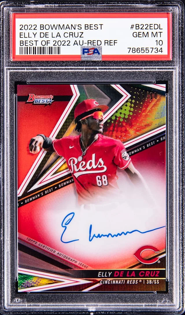 2022 Bowman's Best Elly De La Cruz of 2022 Autograph Red Refractor #B22-EDL card image