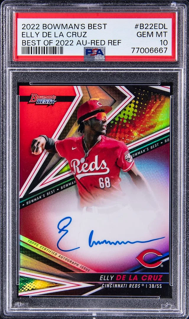 2022 Bowman's Best Elly De La Cruz Of 2022 Autograph Red Refractor #B22EDL card image