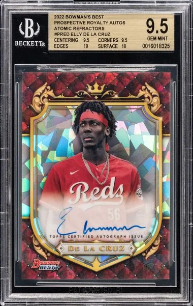 2022 Bowman's Best Elly De La Cruz Prospective Royalty Autographs Atomic Refractor #PR-ED card image