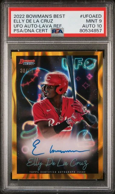 2022 Bowman's Best Elly De La Cruz Ufo Autographs Lava Refractor #UFOAED card image