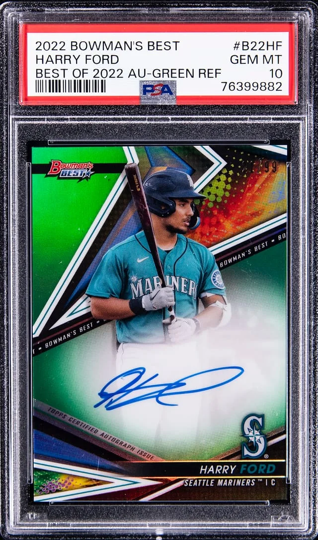 2022 Bowman's Best Harry Ford Best Of 2022 Autograph Green Refractor #B22H2 card image
