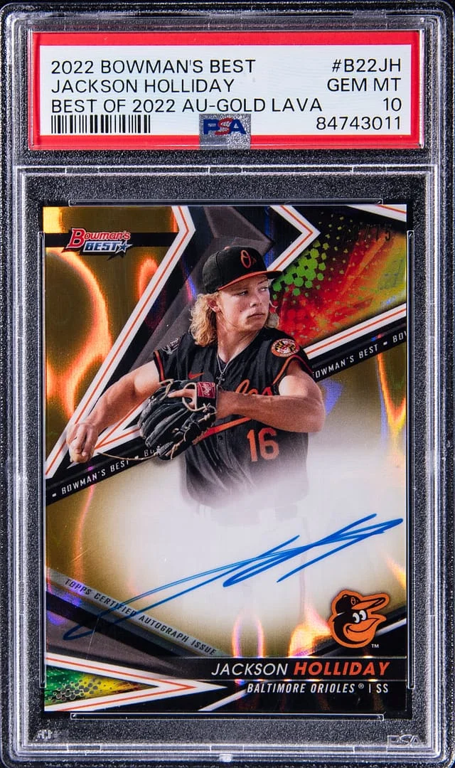 2022 Bowman's Best Jackson Holliday Of 2022 Autograph Gold Lava #B22JH card image