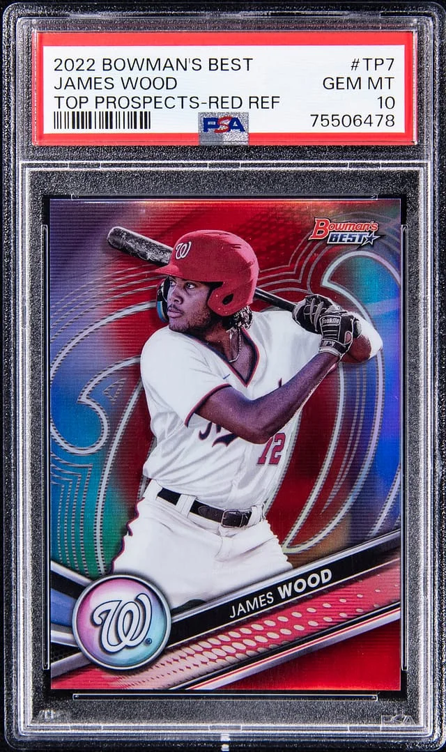 2022 Bowman's Best James Wood Top Prospects Red Refractor #TP-7 card image