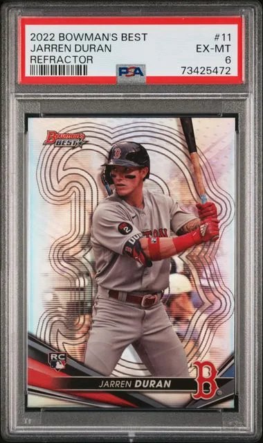 2022 Bowman's Best Jarren Duran Gold Lava Refractor #11 card image