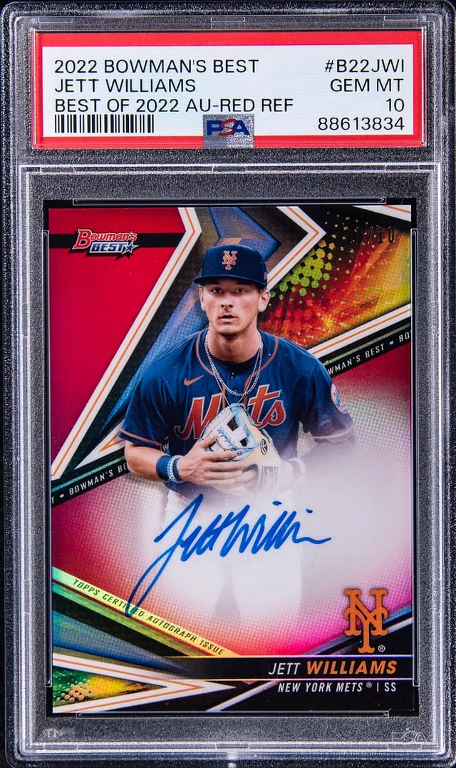 2022 Bowman's Best Jett Williams of 2022 Autographs Red Refractor #B22-JWI card image