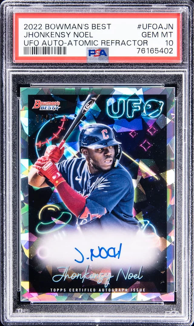 2022 Bowman's Best Jhonkensy Noel UFO Autograph Atomic Refractor #UFOAJN card image