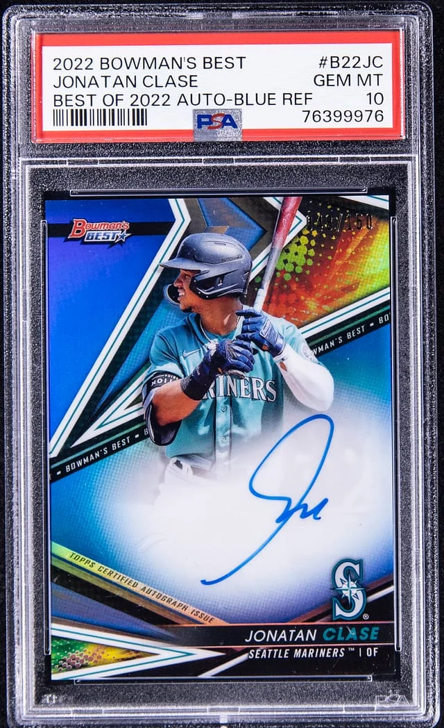 2022 Bowman's Best Jonatan Clase Of 2022 Autographs Blue Refractor #B22JC card image