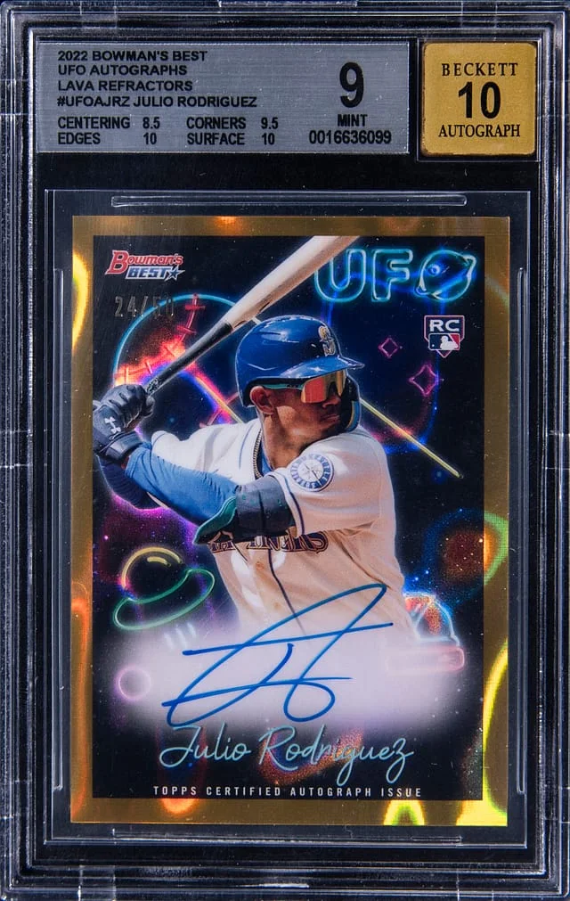 2022 Bowman's Best Julio Rodriguez UFO Autographs Atomic Refractor #UFOA-JRZ card image