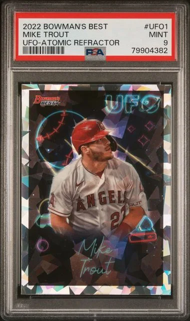 2022 Bowman's Best Mike Trout Bowman Ufo Atomic Refractor #Ufo1 card image