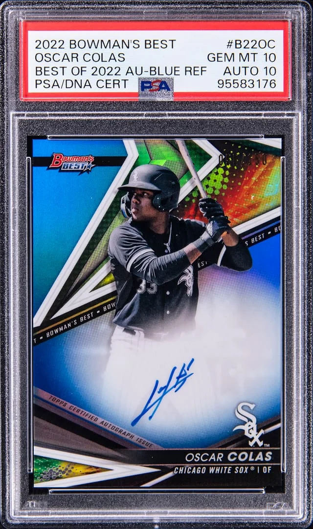 2022 Bowman's Best Oscar Colas Best of 2022 Autograph Blue Refractor #B22-OC card image