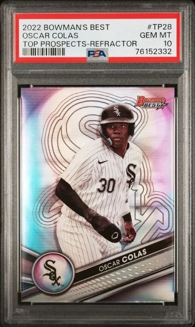 2022 Bowman's Best Oscar Colas Top Prospects Refractor #TP-28 card image