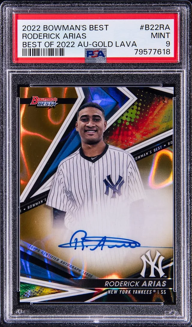 2022 Bowman's Best Roderick Arias of 2022 Autograph Gold Lava #B22-RA card image