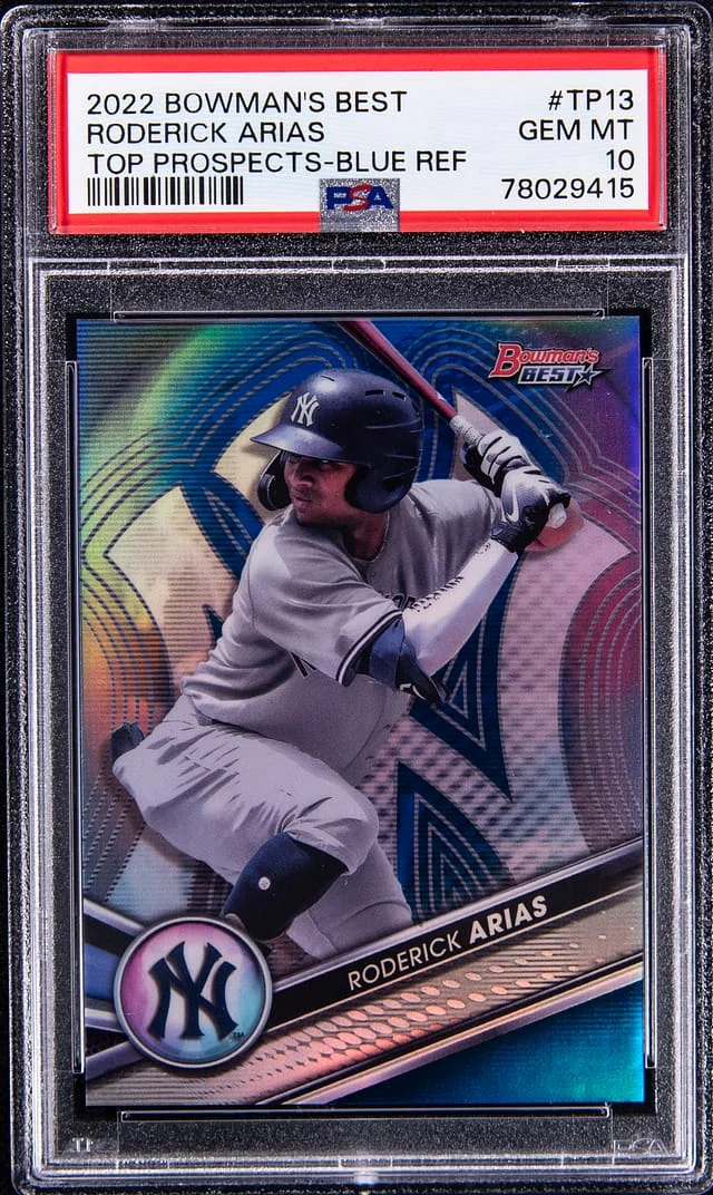 2022 Bowman's Best Roderick Arias Top Prospects Blue Refractor #TP13 card image