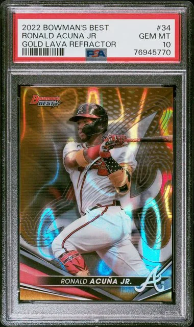 2022 Bowman's Best Ronald Acuna Jr Gold Lava Refractor #34 card image