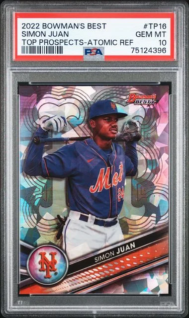 2022 Bowman's Best Simon Juan Top Prospects Atomic Refractor #TP-16 card image