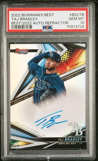 2022 Bowman's Best Taj Bradley Best Of 2022 Autographs Refractor #B22TB card image