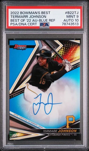 2022 Bowman's Best Termarr Johnson Best Of 2022 Autographs Blue Refractor #B22TJ card image