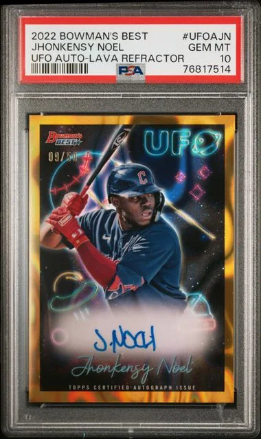 2022 Bowman's Best Ufo Autographs Lava Refractor Ufoajn Jhonkensy Noel #no-number card image