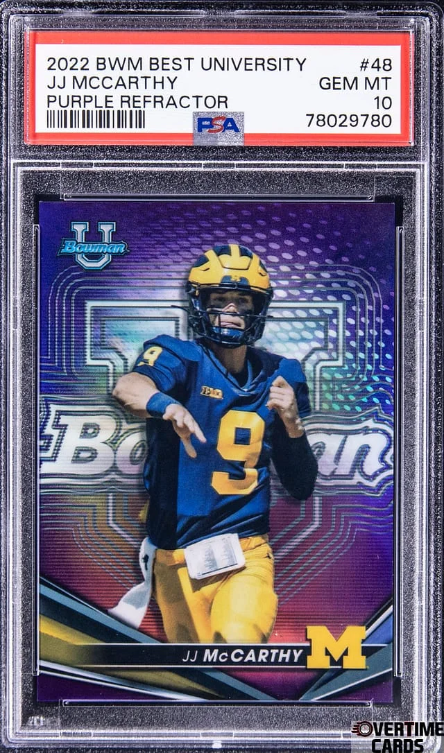 2022 Bowmans Best University Purple Refractor JJ McCarthy #48 card image