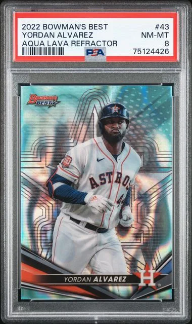2022 Bowman's Best Yordan Alvarez Aqua Lava Refractor #43 card image