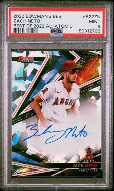 2022 Bowman's Best Zach Neto Of 2022 Autograph Blue Refractor #B22ZN card image