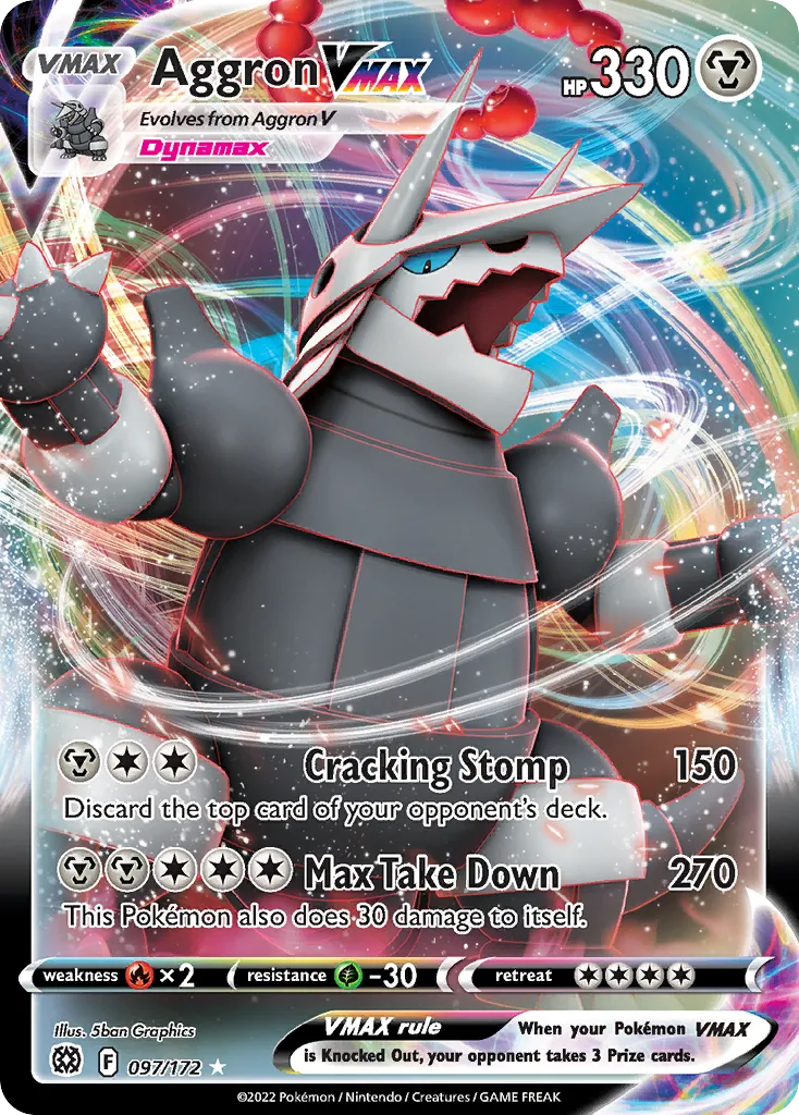 2022 Brilliant Stars Aggron VMAX Rare Holo VMAX #097/172 Rare Holo VMAX card image