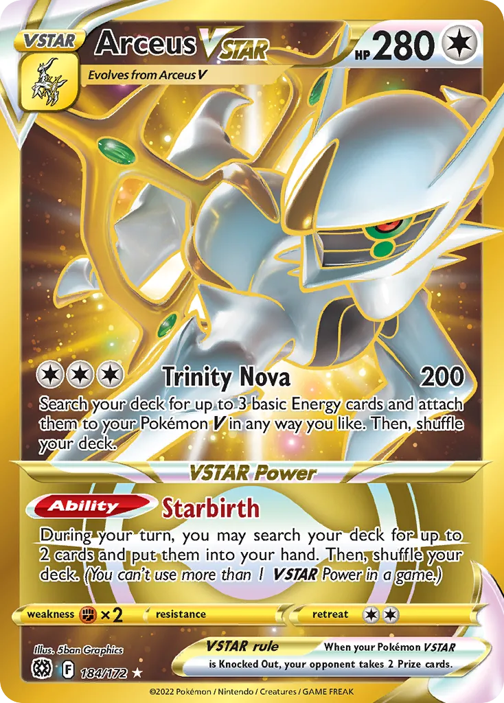 2022 Brilliant Stars Arceus VSTAR #184/172 Rare Secret card image