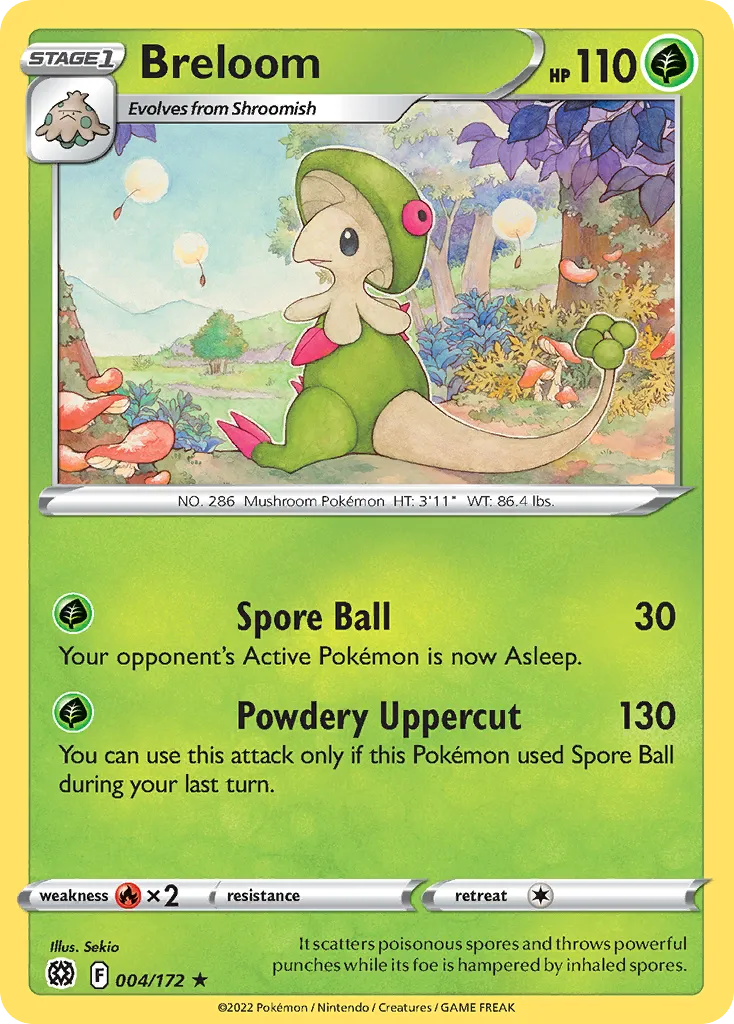 2022 Brilliant Stars Breloom Rare #004/172 Rare card image