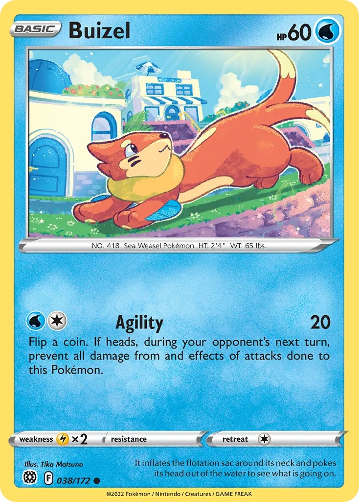 2022 Brilliant Stars Buizel #038/172 Common card image