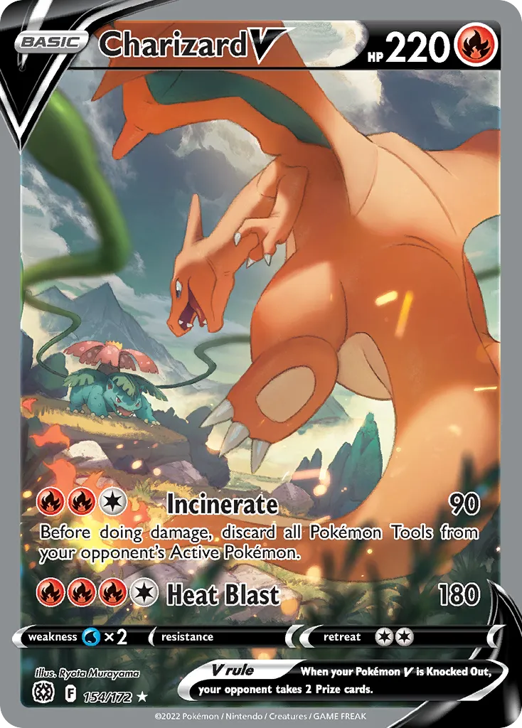 2022 Brilliant Stars Charizard V #154/172 Rare Ultra card image