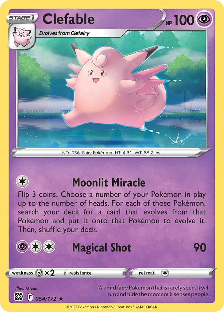 2022 Brilliant Stars Clefable Rare #054/172 Rare card image