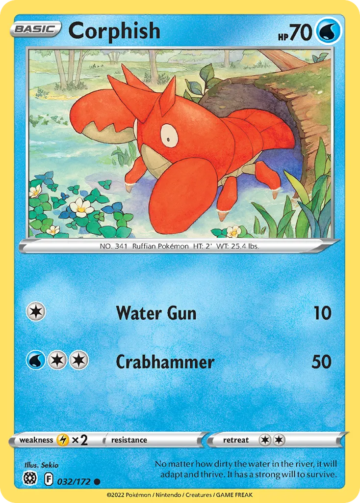 2022 Brilliant Stars Corphish Common #032/172 Common card image