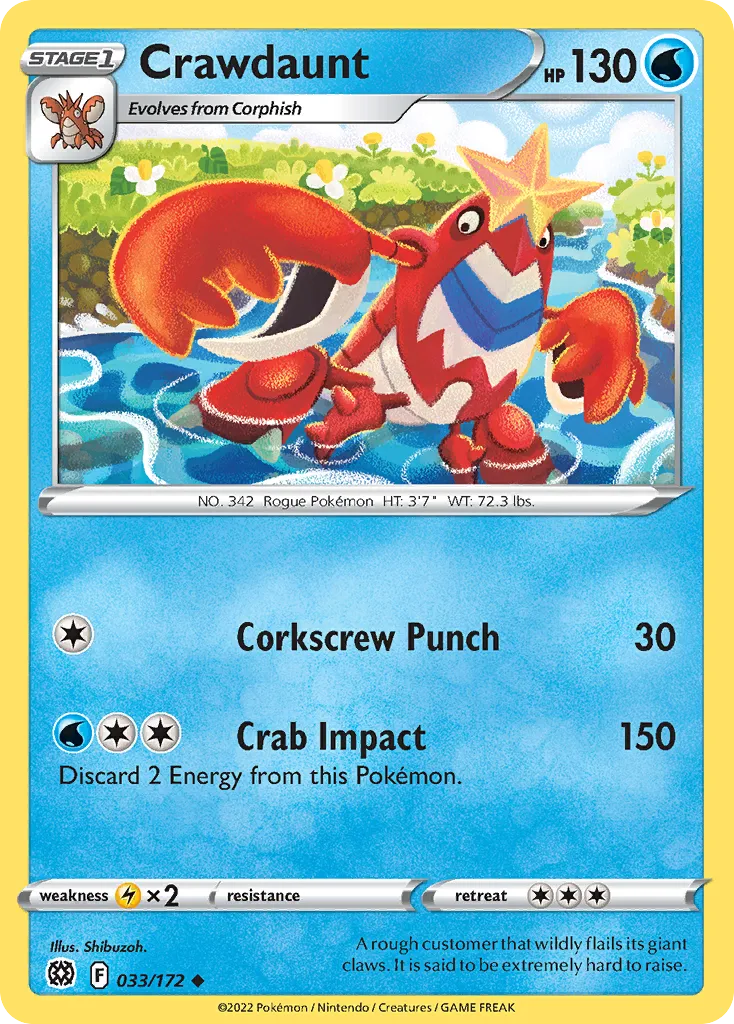2022 Brilliant Stars Crawdaunt Uncommon #033/172 Uncommon card image