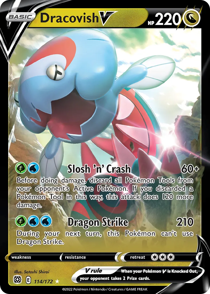 2022 Brilliant Stars Dracovish V Rare Holo V #114/172 Rare Holo V card image