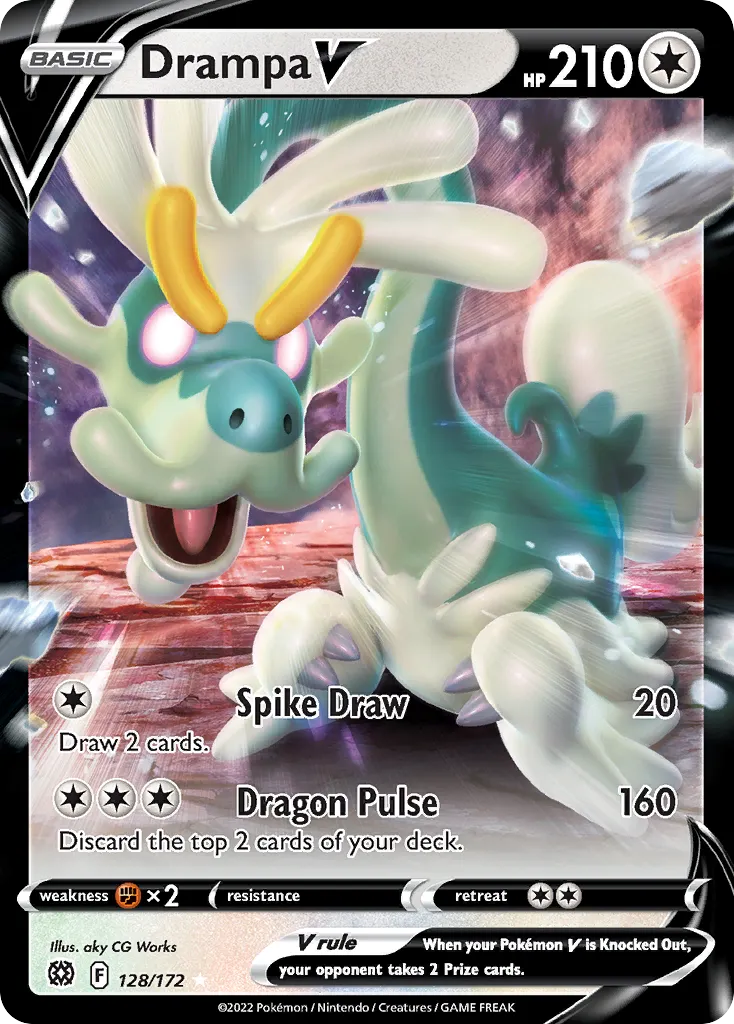 2022 Brilliant Stars Drampa V Rare Holo V #128/172 Rare Holo V card image