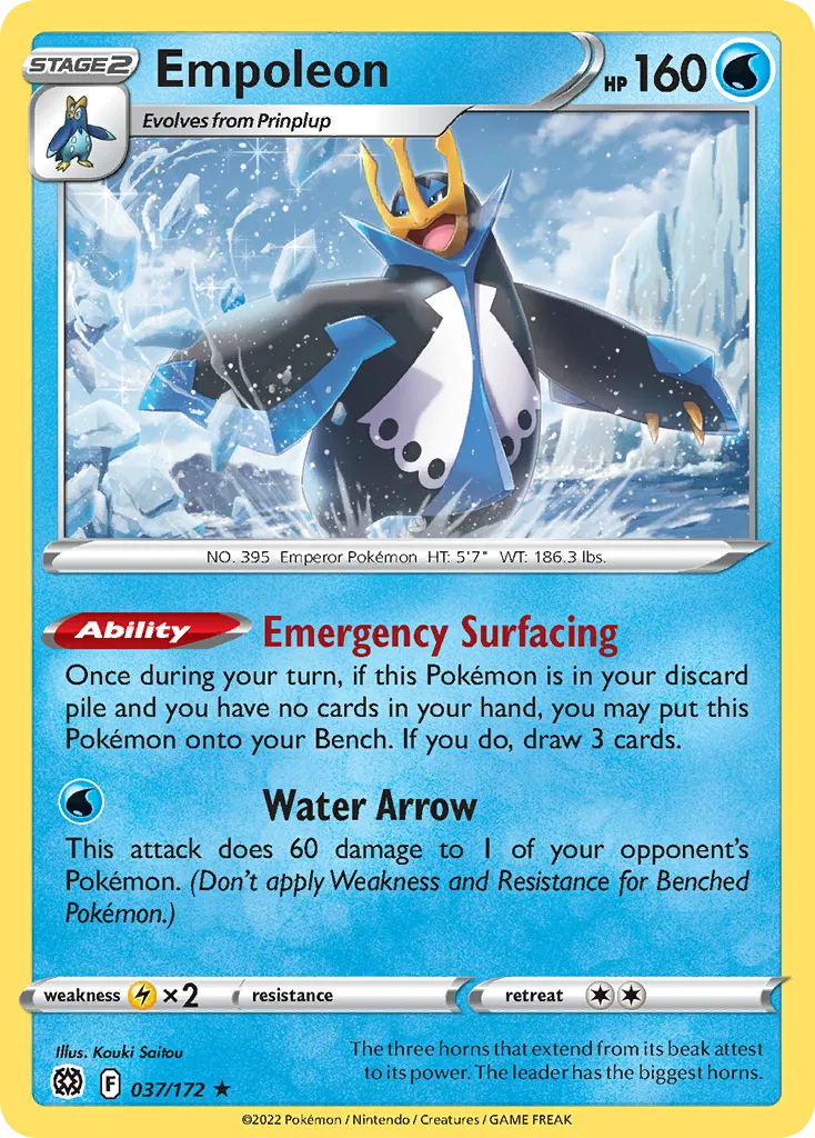 2022 Brilliant Stars Empoleon Rare Holo #037/172 Rare Holo card image