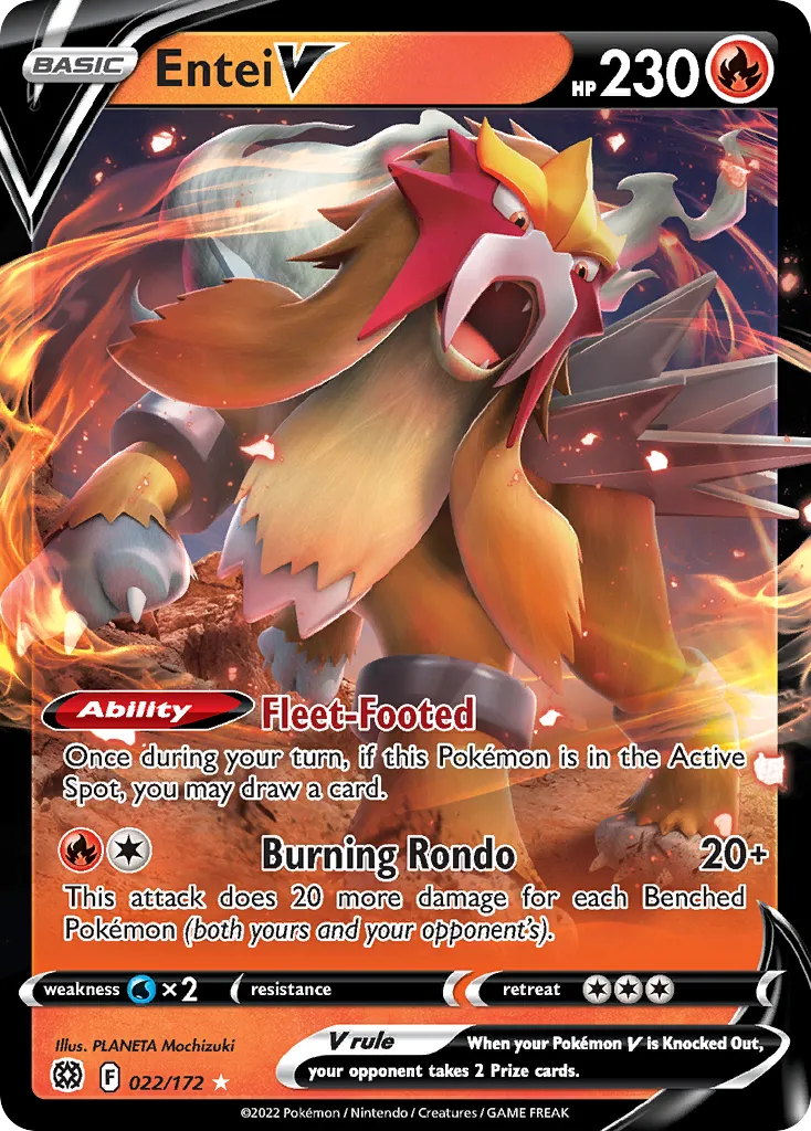 2022 Brilliant Stars Entei V Rare Holo V #022/172 Rare Holo V card image