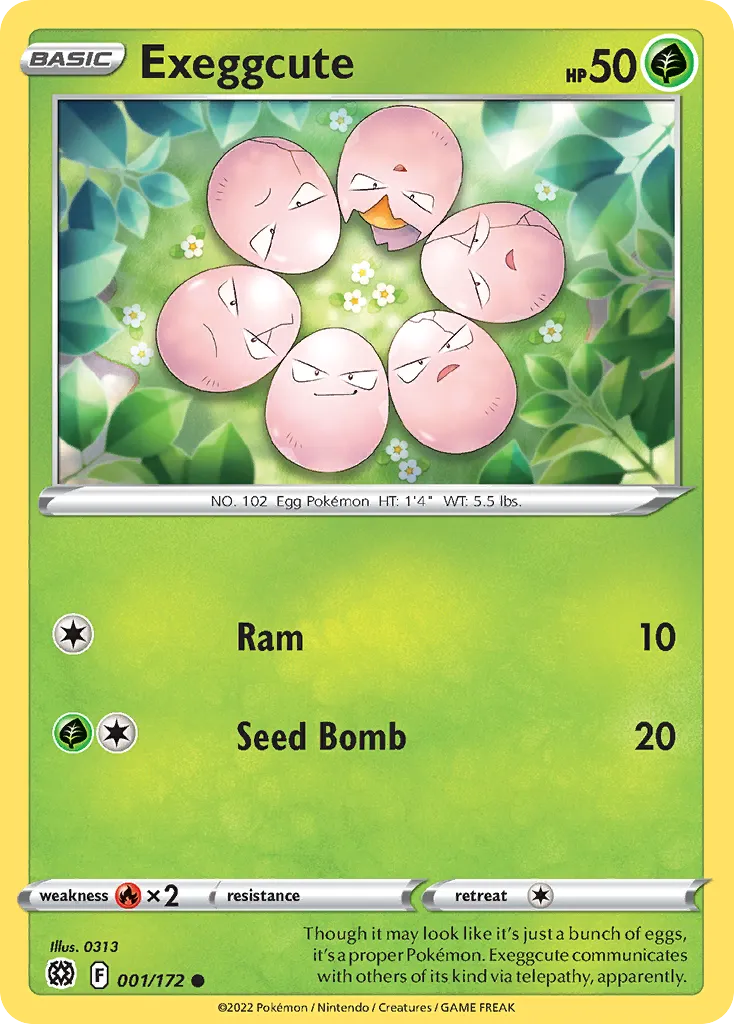 2022 Brilliant Stars Exeggcute Common #001/172 Common card image