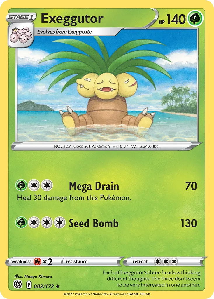 2022 Brilliant Stars Exeggutor Uncommon #002/172 Uncommon card image